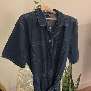 Denim Utility Jumpsuit with waist tie